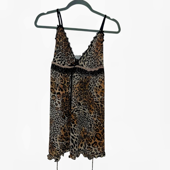 Leopard Y2K slip dress chemise linea donatella medium M retro vintage - Picture 1 of 6
